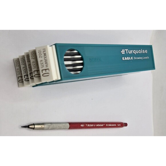 KOH-I-NOOR Technigraph 5611 Leadholder Clutch Italy W/ Turquoise Eagle Lead - Picture 3 of 6